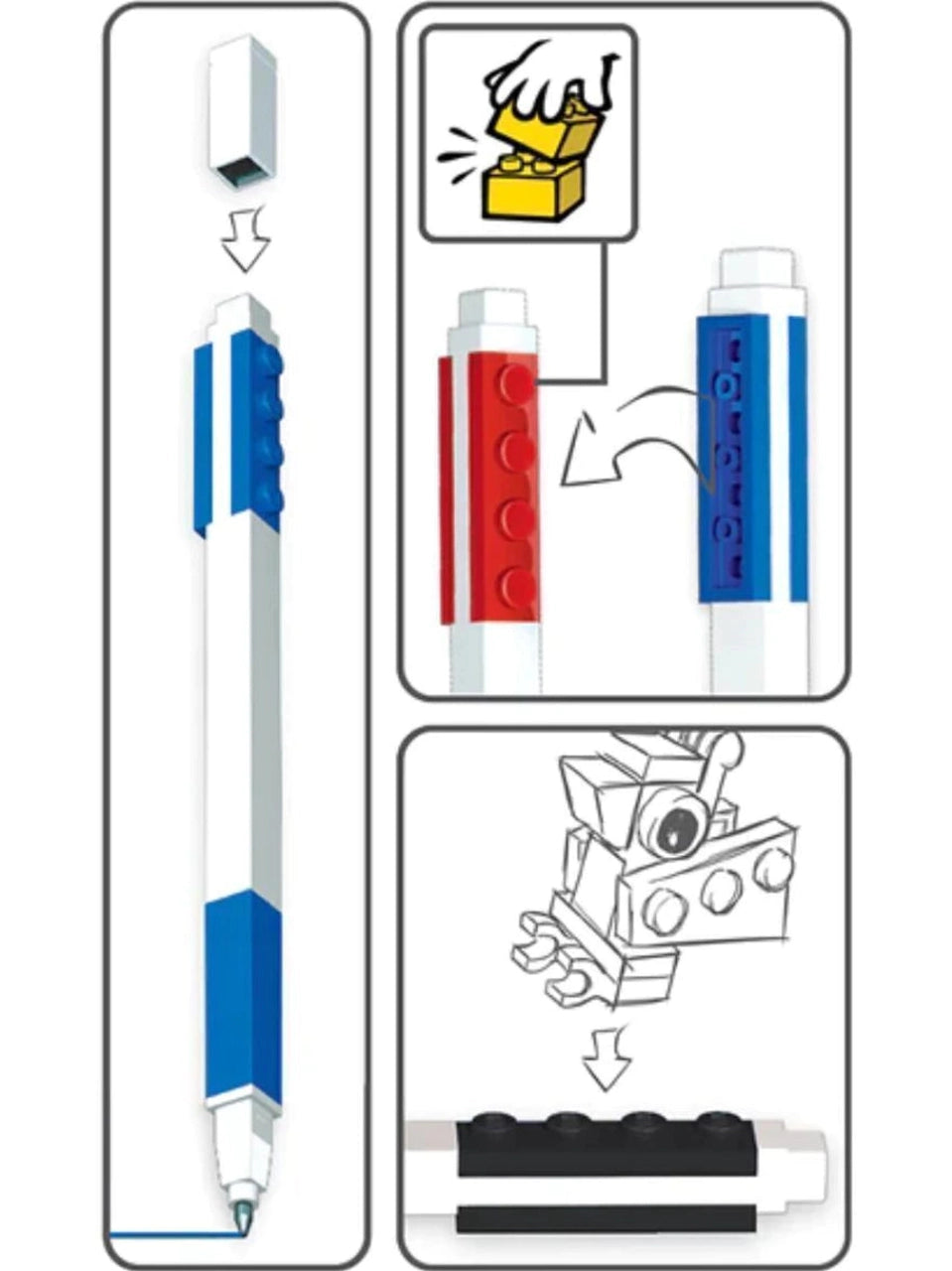 Kit - Caneta Gel Azul, Preta e Vermelha LEGO®